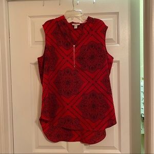 Sleeveless Red and Black Blouse Jaclyn Smith